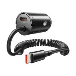 Orico Ładowarka samochodowa PD 30W, 2 x USB-C, z kablem spiralnym