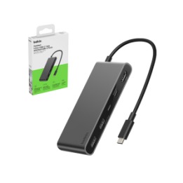 Belkin Connect Hub USB-C, 7 portów: 2 x USB-A, 2 x USB-C PD 100W, HDMI 2.0 4K, czytnik kart, szary